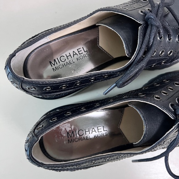 Michael Michael Kors Edison Oxford Shoes Black Leather Lace Up‎ Women’s 7M - Picture 5 of 6